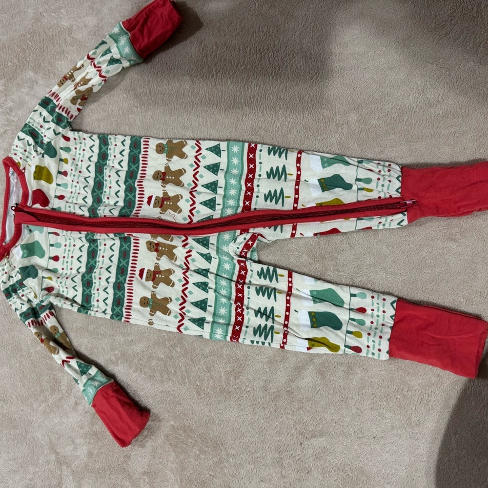 Little Sleepies Red and Green Baby Onesie